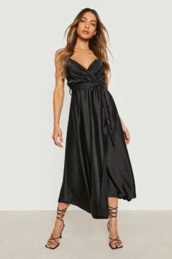 Vestito Scaldacuore Maxi In Raso Con Cintura -Negozio al dettaglio Vestiti gzz16347 black xl 2