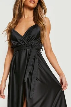 Vestito Scaldacuore Maxi In Raso Con Cintura -Negozio al dettaglio Vestiti gzz16347 black xl 3