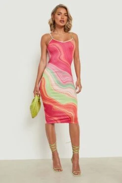 Vestito Pull-on Midi Allacciato Sul Retro Con Motivi A Vortice