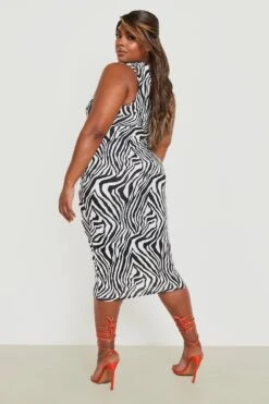 Vestito Midi Plus Size Con Stampa Zebrata 5 Vestito Midi Plus Size Con Stampa Zebrata -Negozio al dettaglio Vestiti gzz16492 black xl 1