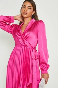 Vestito Maxi Monospalla Con Manica A Sbuffo E Spacco -Negozio al dettaglio Vestiti gzz16916 magenta xl 3