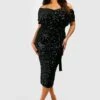 Vestito Scaldacuore Midi Plus Size Con Paillettes A Effetto Opaco