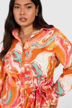 Vestito Camicia Plus Size Marmorizzato -Negozio al dettaglio Vestiti gzz17127 orange xl 3