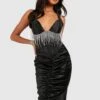 Vestito Midi A Corsetto In Raso Con Strass
