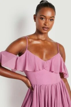 Vestito Midi Tall Da Cerimonia A Pieghe Con Mantella -Negozio al dettaglio Vestiti gzz17444 rose xl 3