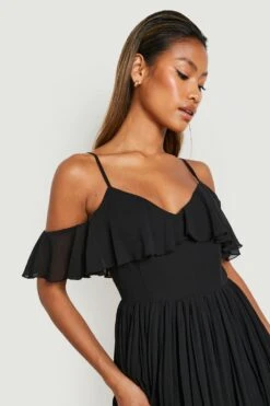 Vestito Midi Da Cerimonia Con Spalle Scoperte E Arricciature