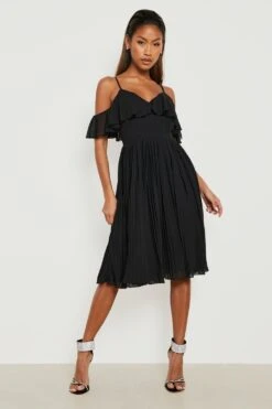 Vestito Midi Da Cerimonia Con Spalle Scoperte E Arricciature 6 Vestito Midi Da Cerimonia Con Spalle Scoperte E Arricciature -Negozio al dettaglio Vestiti gzz17446 black xl 2