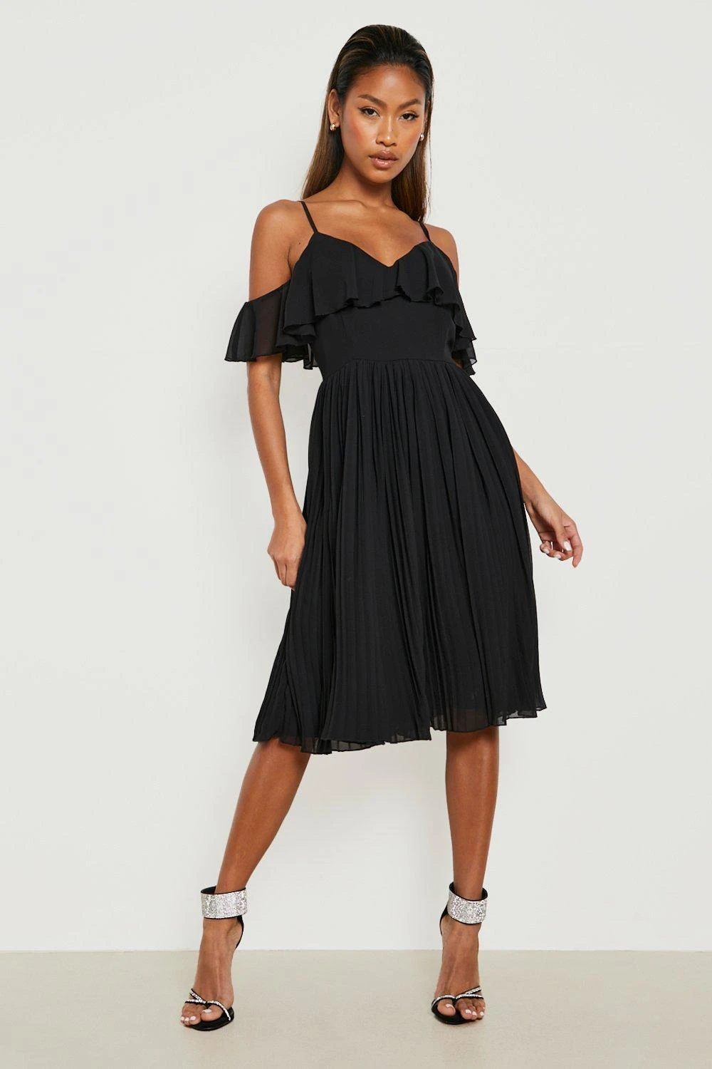 Vestito Midi Da Cerimonia Con Spalle Scoperte E Arricciature 3 Vestito Midi Da Cerimonia Con Spalle Scoperte E Arricciature - immagine 3