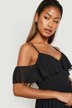 Vestito Midi Da Cerimonia Con Spalle Scoperte E Arricciature 7 Vestito Midi Da Cerimonia Con Spalle Scoperte E Arricciature -Negozio al dettaglio Vestiti gzz17446 black xl 3