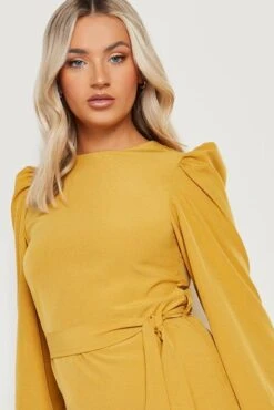 Vestito Grembiule Con Dettagli Arricciati -Negozio al dettaglio Vestiti gzz17613 mustard xl 3