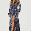 Vestito Scaldacuore Maxi In Raso A Fiori Con Arricciature