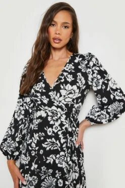 Vestito Scaldacuore Midi Stile Skater A Fiori Con Arricciature 7 Vestito Scaldacuore Midi Stile Skater A Fiori Con Arricciature -Negozio al dettaglio Vestiti gzz17769 black xl 3