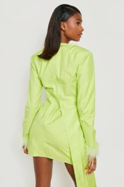 Vestito Scaldacuore In Raso Con Piume -Negozio al dettaglio Vestiti gzz17780 lime xl 1