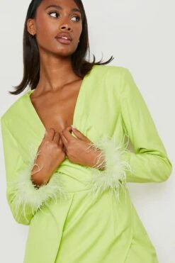 Vestito Scaldacuore In Raso Con Piume -Negozio al dettaglio Vestiti gzz17780 lime xl 3