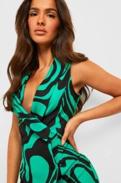 Vestito Blazer Smanicato Con Stampa Astratta -Negozio al dettaglio Vestiti gzz17814 green xl 3