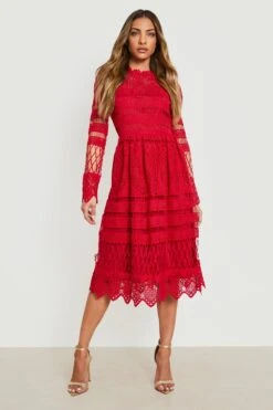 Vestito Da Cerimonia Boutique Stile Skater In Pizzo -Negozio al dettaglio Vestiti gzz17821 red xl 2