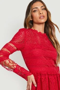 Vestito Da Cerimonia Boutique Stile Skater In Pizzo -Negozio al dettaglio Vestiti gzz17821 red xl 3