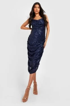 Vestito Midi Premaman Increspato A Maniche Lunghe