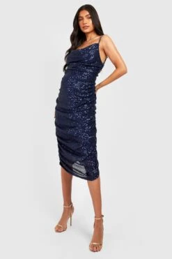 Vestito Midi Premaman Increspato A Maniche Lunghe -Negozio al dettaglio Vestiti gzz17918 midnight xl 2