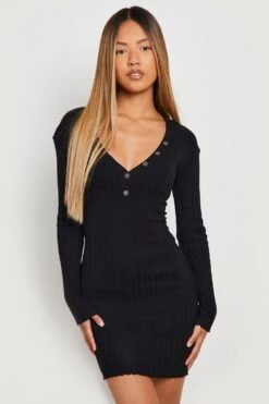 Vestito Petite Con Bottoni E Scollo A V