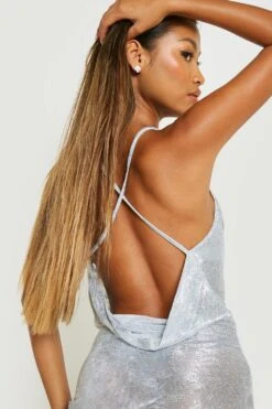 Vestito Maxi Con Scollo A Cappuccio E Trama Con Dettagli Laminati 7 Vestito Maxi Con Scollo A Cappuccio E Trama Con Dettagli Laminati -Negozio al dettaglio Vestiti gzz18093 silver xl 3