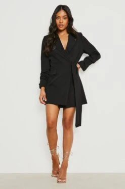 Vestito Scaldacuore Blazer Petite Con Ruches Sulle Maniche -Negozio al dettaglio Vestiti gzz18156 black xl 2