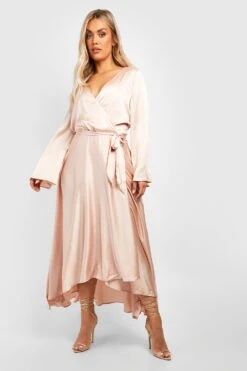 Vestito Skater Plus Size In Raso Con Cintura E Fondo Asimmetrico -Negozio al dettaglio Vestiti gzz18271 champagne xl 2