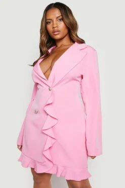 Vestito Blazer Plus Size A Doppiopetto Con Volant -Negozio al dettaglio Vestiti gzz18453 baby20pink xl 2