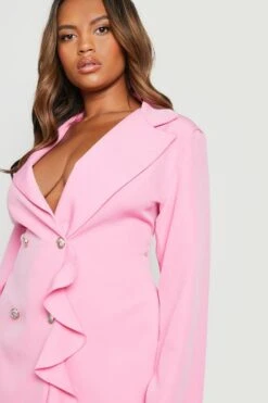 Vestito Blazer Plus Size A Doppiopetto Con Volant -Negozio al dettaglio Vestiti gzz18453 baby20pink xl 3