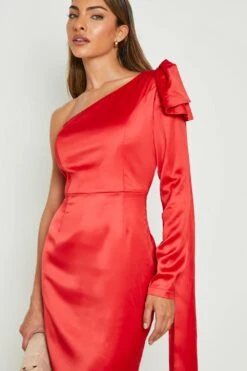 Vestito Maxi Monospalla Drappeggiato Con Paillettes -Negozio al dettaglio Vestiti gzz18696 red xl 2