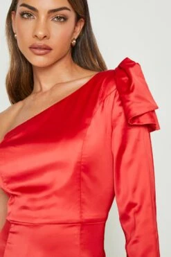 Vestito Maxi Monospalla Drappeggiato Con Paillettes -Negozio al dettaglio Vestiti gzz18696 red xl 3