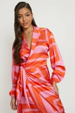 Vestito Camicia Scaldacuore In Raso A Righe -Negozio al dettaglio Vestiti gzz18726 orange xl 3