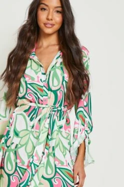 Vestito Camicia Con Stampa Astratta 7 Vestito Camicia Con Stampa Astratta -Negozio al dettaglio Vestiti gzz18756 green xl 3