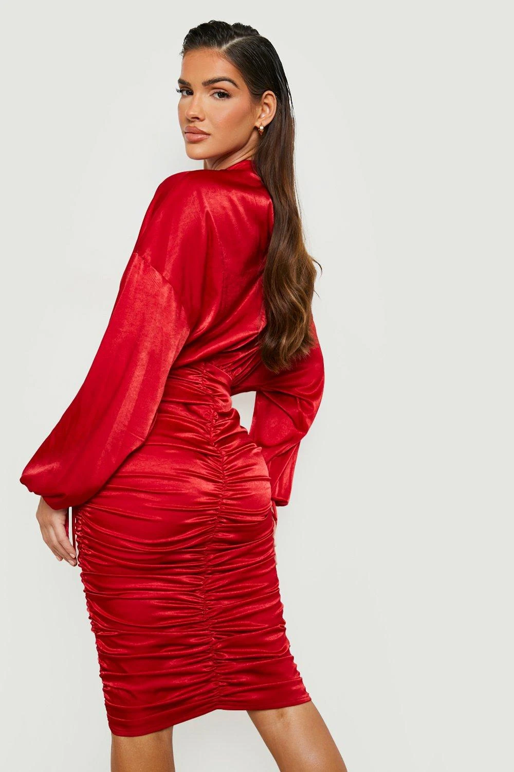 Vestito Scaldacuore Midi In Raso A Pieghe 2 Vestito Scaldacuore Midi In Raso A Pieghe - immagine 2