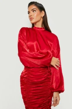 Vestito Scaldacuore Midi In Raso A Pieghe 7 Vestito Scaldacuore Midi In Raso A Pieghe -Negozio al dettaglio Vestiti gzz18782 wine xl 3