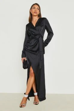 Vestito Scaldacuore Maxi In Raso A Maniche Lunghe 6 Vestito Scaldacuore Maxi In Raso A Maniche Lunghe -Negozio al dettaglio Vestiti gzz18786 black xl 2