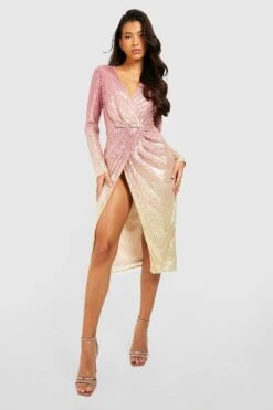 Vestito Scaldacuore Midi Tall Sfumato Con Paillettes -Negozio al dettaglio Vestiti gzz18888 blush xl 2