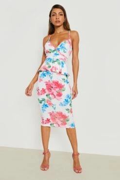 Vestito Midi A Fiori Con Volant Sul Fondo -Negozio al dettaglio Vestiti gzz18999 ivory xl 2