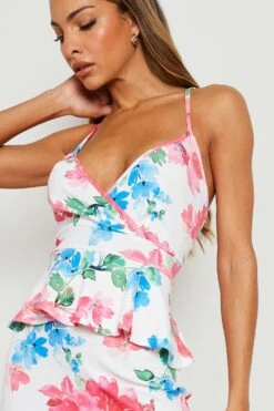 Vestito Midi A Fiori Con Volant Sul Fondo -Negozio al dettaglio Vestiti gzz18999 ivory xl 3