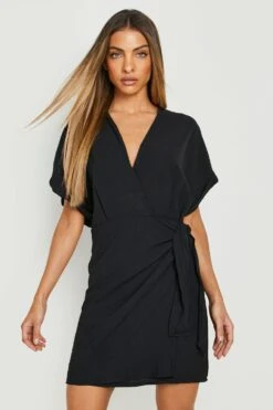 Vestito Scaldacuore A Trapezio Allacciato Su Un Lato A Effetto Martellato