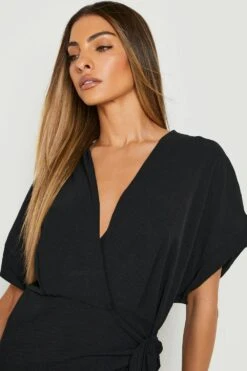 Vestito Scaldacuore A Trapezio Allacciato Su Un Lato A Effetto Martellato -Negozio al dettaglio Vestiti gzz19094 black xl 3