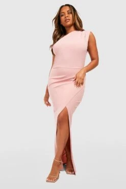 Vestito Maxi Plus Size Monospalla In Crêpe Di Scuba
