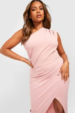 Vestito Maxi Plus Size Monospalla In Crêpe Di Scuba -Negozio al dettaglio Vestiti gzz19283 blush xl 3