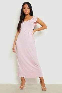 Vestito Maxi Petite Con Spalle Arricciate E Laccetti Sul Retro -Negozio al dettaglio Vestiti gzz19319 pink xl 2