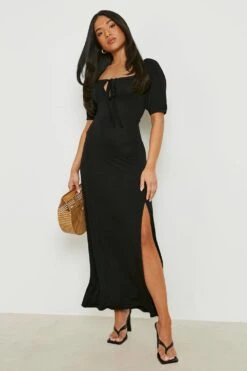 Vestito Maxi Petite Con Maniche A Sbuffo 6 Vestito Maxi Petite Con Maniche A Sbuffo -Negozio al dettaglio Vestiti gzz19326 black xl 2