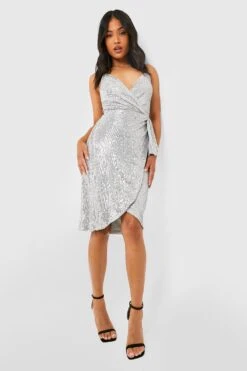 Vestito Scaldacuore Midi Petite Con Paillettes 6 Vestito Scaldacuore Midi Petite Con Paillettes -Negozio al dettaglio Vestiti gzz19331 silver xl 2