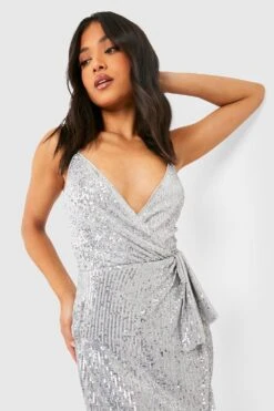 Vestito Scaldacuore Midi Petite Con Paillettes 7 Vestito Scaldacuore Midi Petite Con Paillettes -Negozio al dettaglio Vestiti gzz19331 silver xl 3