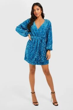 Vestito Scaldacuore Petite In Velluto Con Paillettes E Maniche Ampie -Negozio al dettaglio Vestiti gzz19337 green xl 2