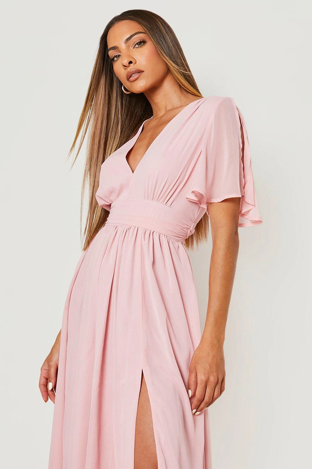 Vestito Midi In Chiffon Con Maniche Ad Angelo 3 Vestito Midi In Chiffon Con Maniche Ad Angelo - immagine 3