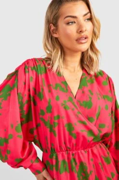 Vestito Scaldacuore Longuette In Raso Con Stampa 7 Vestito Scaldacuore Longuette In Raso Con Stampa -Negozio al dettaglio Vestiti gzz19572 pink xl 3